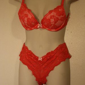 Body by Victoria set salmon pink w/ rhinestones
